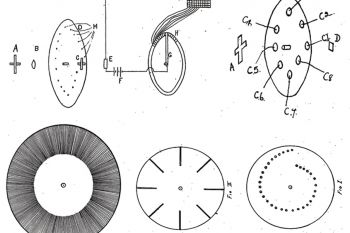 Discos de las cuatro primeras patentes de John Baird (1923-24). De izquierda a derecha y de arriba abajo: 222064, 230576, 235619 y 236978